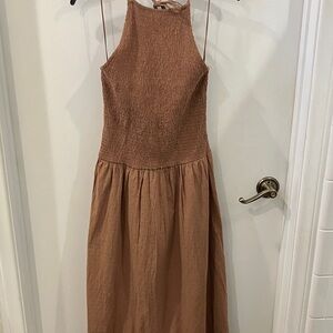 Chic Tan Backless Dress